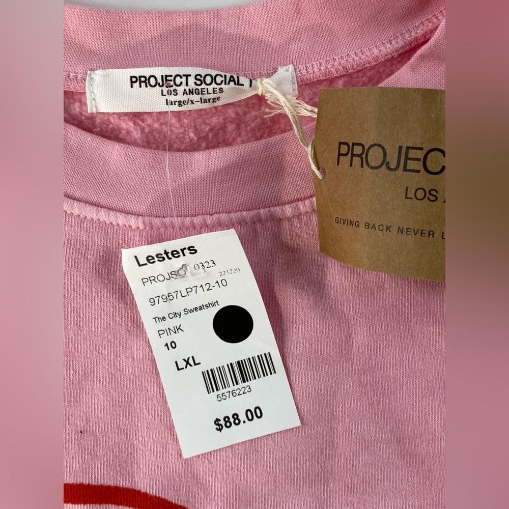 Project Social T The City Sweatshirt Pink L/XL NWT - Picture 7 of 8